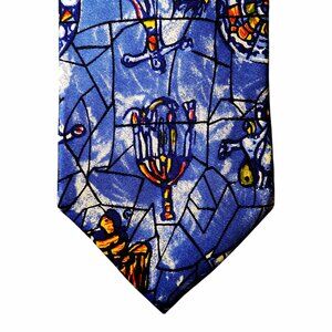 Gouda New York Tie Necktie Art Institute of Chicago Blue Stained Glass Abstract